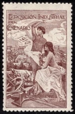 1910 Argentina Poster Stamp Industrial Exhibition Of The Centennial