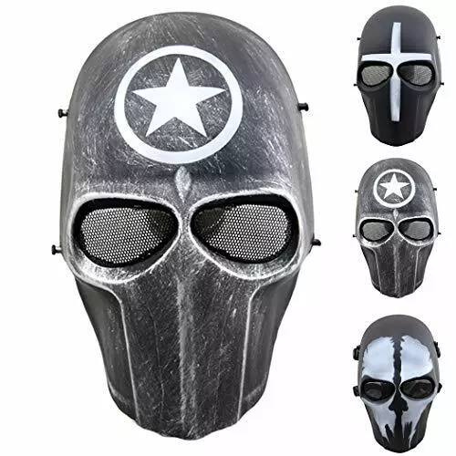 Ghost Mask With Protective Jaw for Cosplay and Airsoft 