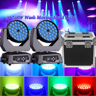 2 stk 36*18W LED Zoom Beam Wash Moving Head Spot Bühnenlicht RGBW Lichteffekt