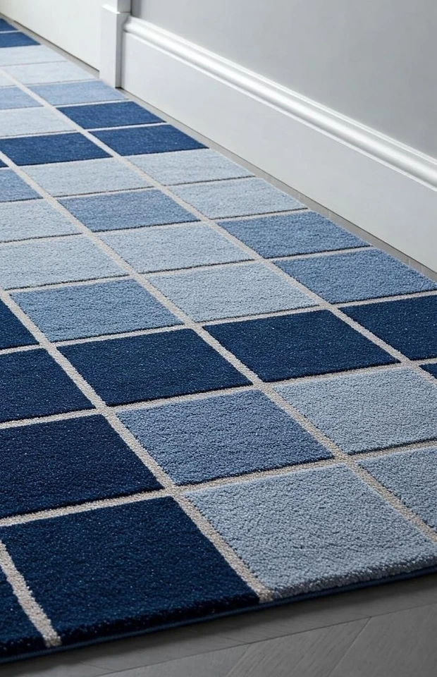 Mosaico Azul, Alfombras Mechonadas Hechas a Mano para Salón y Dormitorios Foto 4 de 4