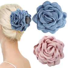 2Pcs Rose Flower Hair Claw Hair Clips Non-slip Hair Accessories for Women Girls