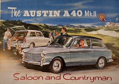 Austin A40 MK2 seltenes Oldtimer A1 Auto Poster