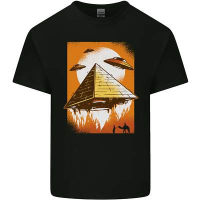 UFO Pyramide Alien Flying Saucer Herren Baumwolle T-Shirt Tee Oberteil