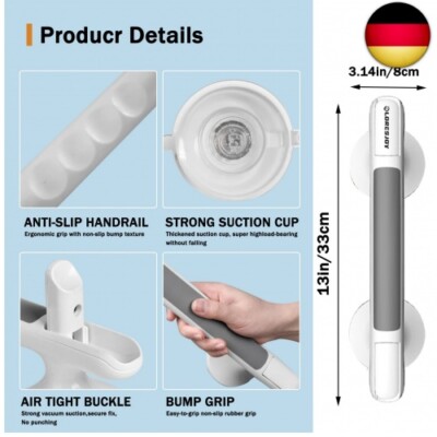 Duschgriff Saugnapf, MAX 110KG abnehmbare Haltegriff mit Saugnapf, Haltegriff Du