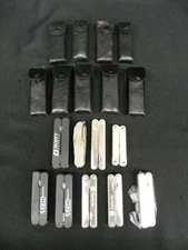Lot of 9 Small Multi-Purpose Tool, Pliers, Pocket Knife, Openers Leather Case