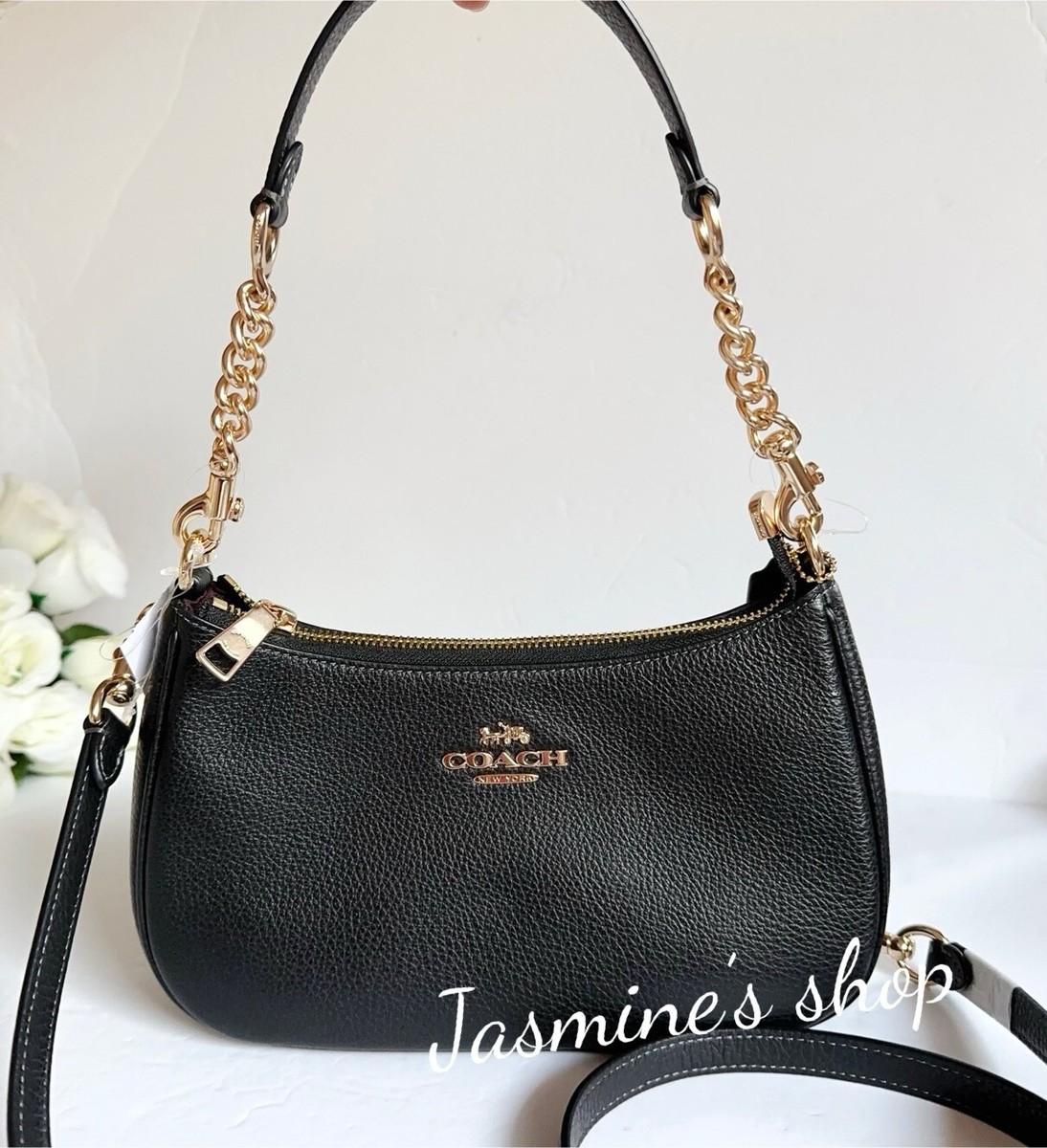 NWT Coach Teri Shoulder Bag CV934 Black Leather | eBay