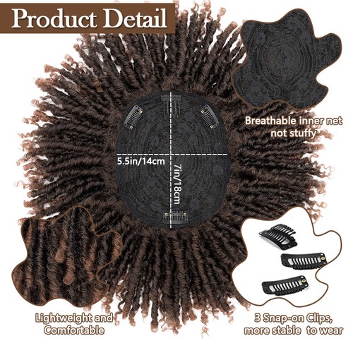 5in Black Afro Braiding Topper Wigs Dreadlocks For Men's Wig Toppers Hairpiece - 第 5/13 張圖片