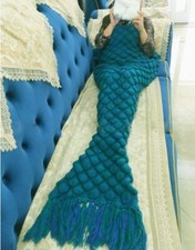 Mermaid Tail Blanket Knitted Hand Crocheted