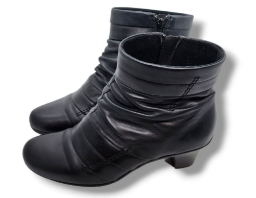 Women's size 8 black leather ankle boots made by Planet Shoes - style Pippa - Picture 1 of 5