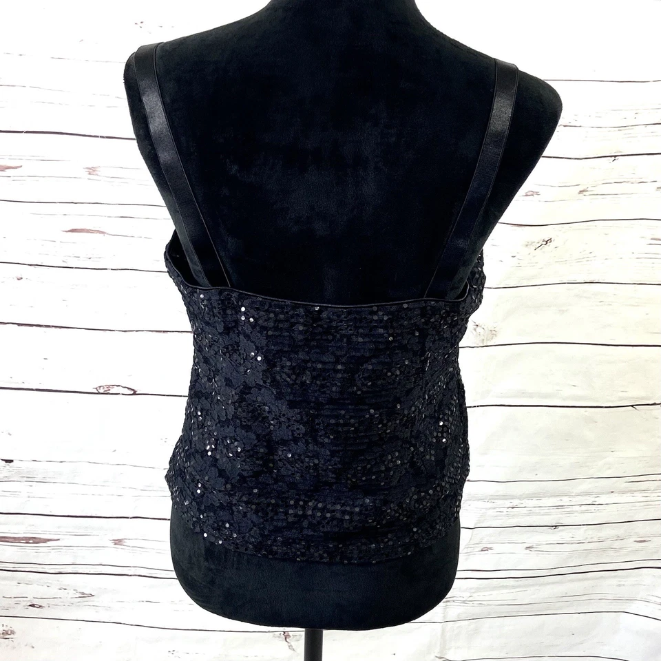 Conjunto Top Joseph Ribkoff Para Mujer’s 14 Negro Encaje Tanque y Lentejuelas Concha Usado en Excelente Condición Foto 3 de 4