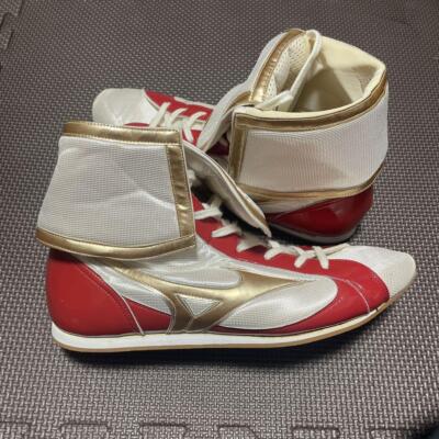 MIZUNO Boxing Shoes EF184 White and Red Gold US9.5 / 27.5cm
