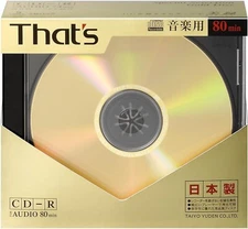 Taiyo Yuden That's CD-R for music, 16x80 min. gold label 10mmP case, 5 CDR-A80G5