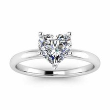 2Ct White Heart Cut CZ Solitaire Engagement Wedding Ring in 925 Sterling Silver