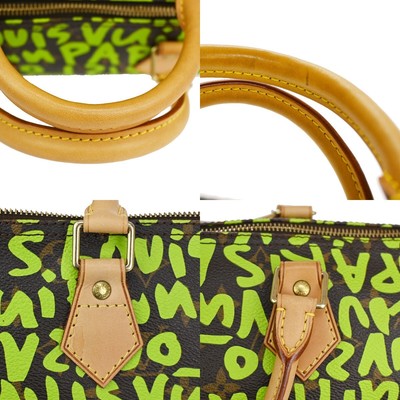 LOUIS VUITTON Speedy 30 Hand Bag Monogram Graffiti Leather Green  