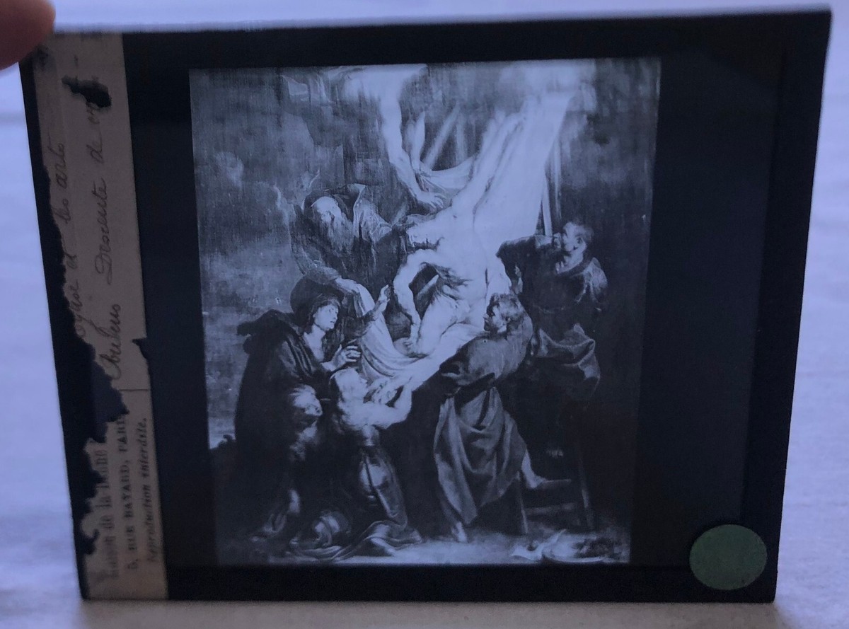 Lanterna magica Doppio vetro Antica slide Rarissima Rubens La