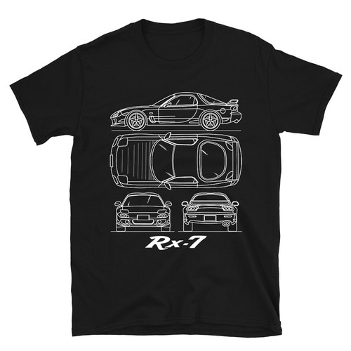 RX-7 Savanna R2 JDM Sportwagen Herren T-Shirt Blueprint Automotive Cotton Tee - Bild 6 von 6