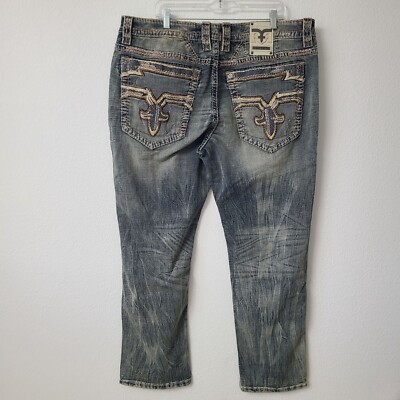 Rock Revival Bosley Alt Straight Distressed Denim Jeans Size 42x32 #1
