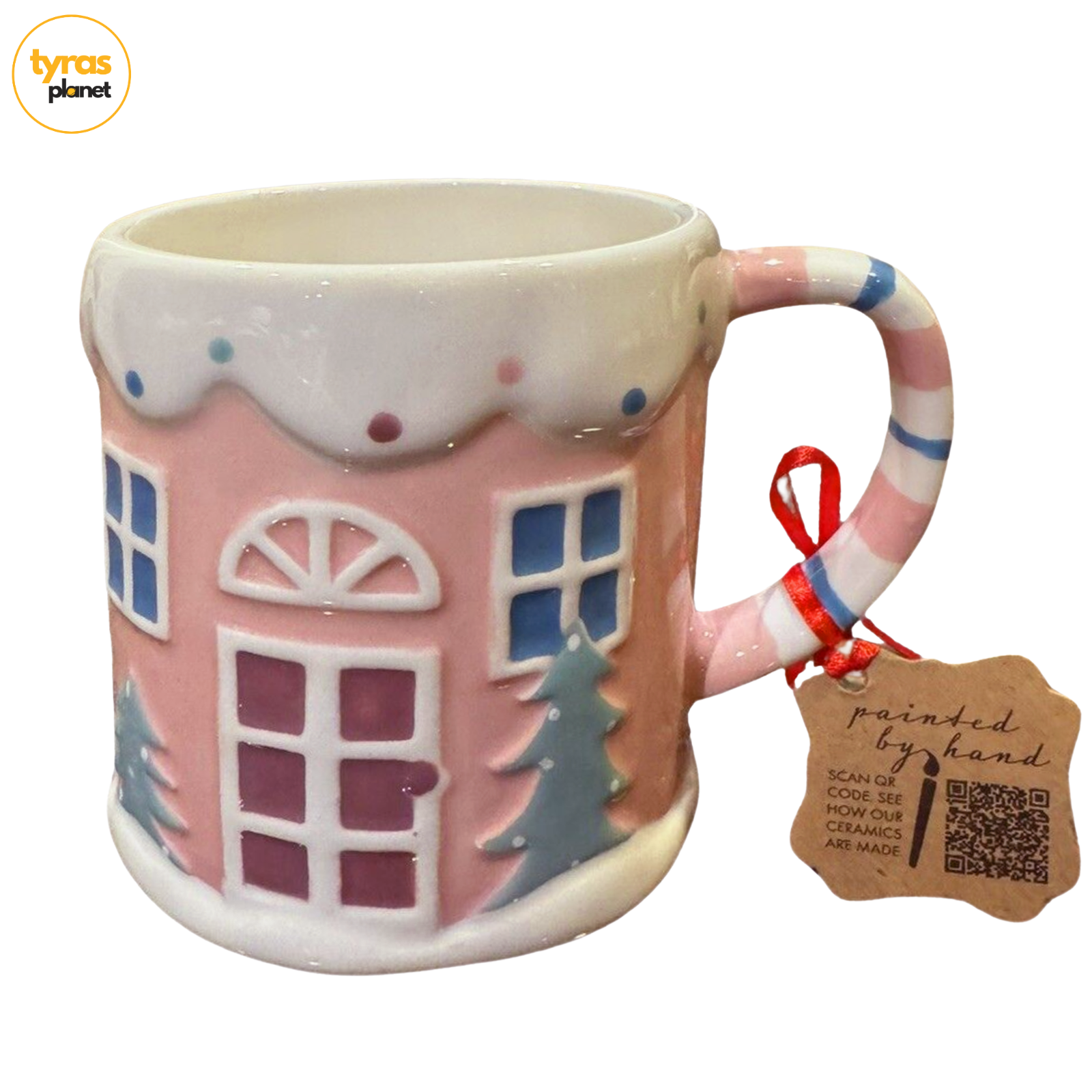 Lang Design Pink Gingerbread House Mug Trees Snow Christmas Gift set- NEW NWT
