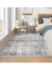 Washable Area Rug Stain-Resistant Throw Rug Indoor Carpet with Non-Slip Backing 