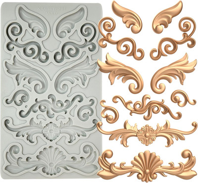 Redesign Home Decor Moulds,Style A,Baroque Curlicues Scroll Lace,Sculpted Decora