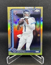 2025/26 Topps Chrome NFL Cam Ward Gold Football Leather Rookie Card /50 Titans. rookie card picture