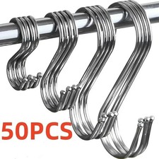 10-50pc Stainless Steel S Hooks Kitchen Meat ...