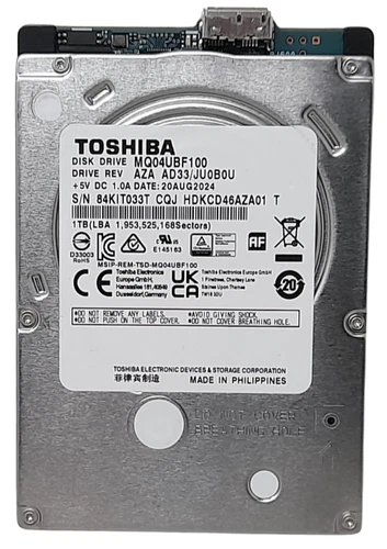 Toshiba MQ04UBF100 1TB USB 2.5" Hard Drive 100% Health