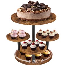 Cupcake Stand Rotatable Cupcake Stand for 50 Cupcakes Wood Cake Stand Cupcake...