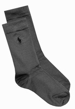 POLO RALPH LAUREN RL Mens Charcoal Grey Solid Plain Socks | Size UK 6-8 EU 39-42