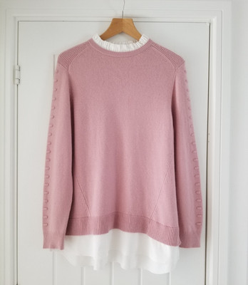 Ted Baker Lissiah Wollmischung angedeutetes Shirt Pullover mit Bommelärmeln pink TB 5 UK 16