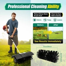 Gas Power Nylon Brush Broom Sweeper Artificial Grass Driveway Turf Snow Clean US