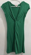 Lux Urban Outfitters Green V-neck Knot Jersey Dress Cap Sleeve Size S