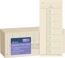 Adams Time Cards, Weekly, 2-Sided, Overtime Format, 3-3/8" x 8-1/4", Manila