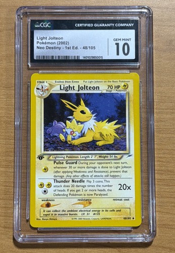Light Jolteon (1st Edition) graded CGC 10 for sale on eBay