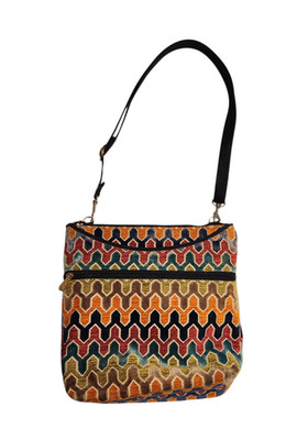 Danny K. Beverly Hills Crossbody Purse Multi-Color Tapestry Fabric Made in USA