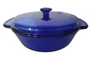 ​Vtg Anchor Hocking USA Cobalt Blue glass Ovenware Casserole Dish & Lid 2 Qt