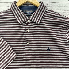 Brooks Brothers Polo Shirt Men's XL Original Fit Gray Striped Cotton Stretch