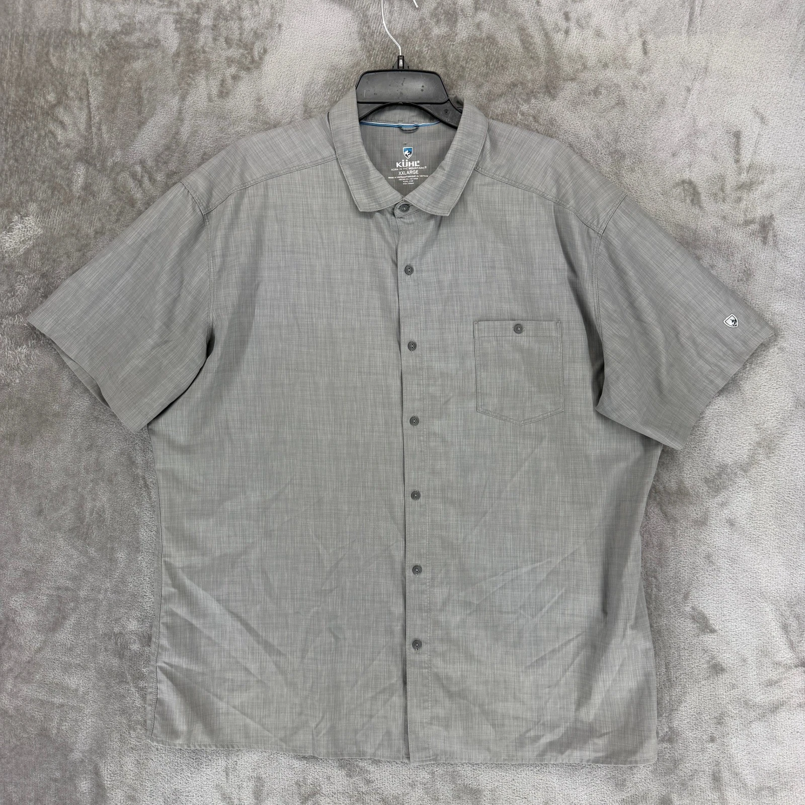 KUHL Persuadr Men Grey Short Sleeve Button Down Shirt 7428 Textured XXL