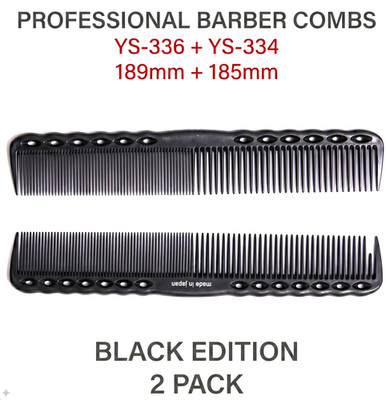 YS Park YS-336 YS-334 Professional Barber Comb Set 2 Pack Black Japan