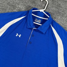 Under Armour Polo Shirt Mens XL Extra Large Blue Short Sleeve Heat Gear Golf