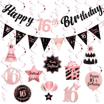 Sweet 16 Party Decorations Rose Gold Pre Assembled 16th Birthday Decorations ...