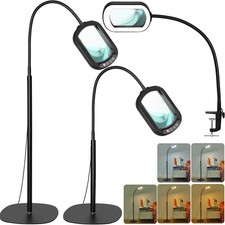 15X Rectangular Magnifying Glass with Light and Floor model with base Black