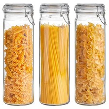 60oz Airtight Glass Jars Set Of 3 With Lids Food Storage Jar Round Tall Spaghett