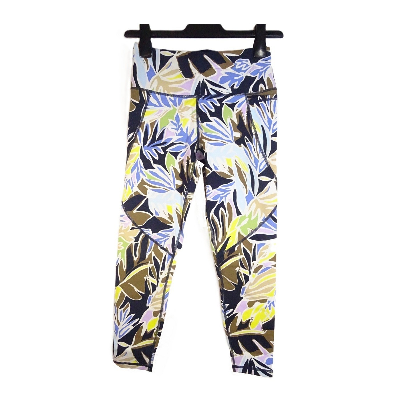 Sweaty Betty Power 7/8 Leggings Size XS UK 8-10 Green Paper Leaf Print: 24" Leg