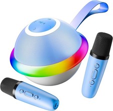 Kids Karaoke Machine for Boys Girls with Dual Microphones Ages 3-12, Blue