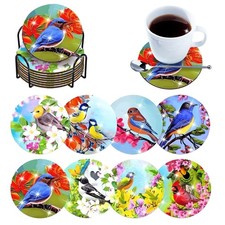 8 pcs Diamond Painting Coasters Diamond Art Coasters Birds Diamond Art Pa...
