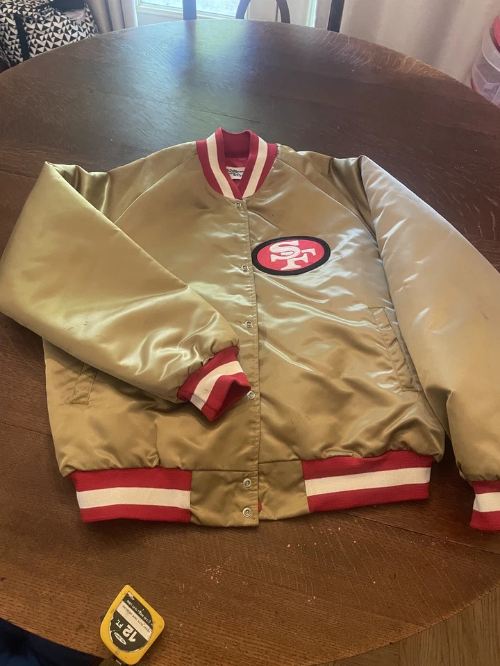 San Francisco 49ers vintage Chalk Line Satin Bomber Jacket NFL Football - Image 2 of 3