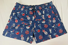 GEORGE Swim Shorts Trunks Men's XL 40-42 BlueRedWhite PineapplesCocktail Print