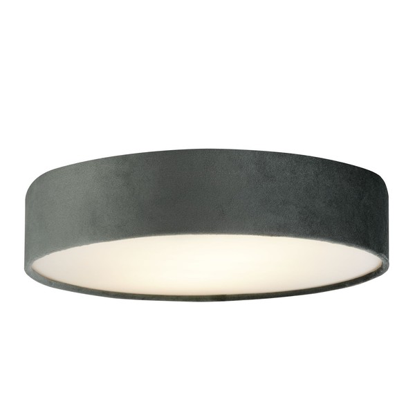 Deckenleuchte Deckenlampe Rund Ø 50 Cm H: 10 Cm Grau Samt Schirm 3X E27 Modern-image