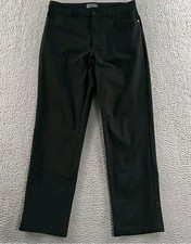 Men's Black Flat Front Straight Casual Pants Button Zipper Solid